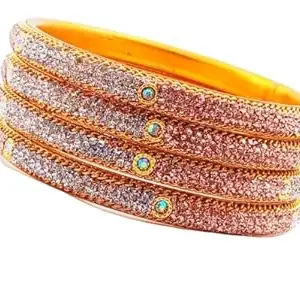 Traditional Bangles Kada for Women & Girls on Traditional & Festive Occasion Set of 4 (Peach, 2.10)