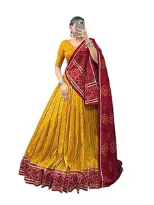 Women's Trending Designeer Dola silk Lehenga Choli Dola silk Digital Print with Foil Work With Unstitched Blouse Digital Print Adorned with Foil Work For Navrati