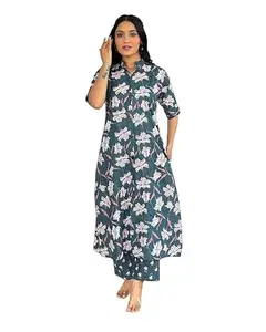DSF Women Kutra with Pant, Coord Sets for Women, Women Kurta Pant Set, Women Kurta Sets Kurtis, Fancy Co-Ord Set, Ethnic Co Ord Set, Casual Wear Pant Top Sets (in, Alpha, 2XL, Dark Green)