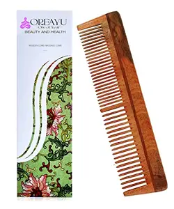 Oreayu Pure Neem Wood Fine And Wide Tooth Comb | Handcrafted Neem Comb - For Men And Women Eco-Friendly Comb | Organic And Natural For Hair And Scalp Health 7 Inch Coarse-Fine Combo Toothed