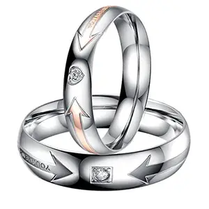 Via Mazzini Silver 316L Stainless Steel Couple Rings