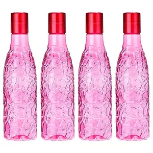Kuber Industries BPA-Free Plastic Water Bottle | Leak Proof, Firm Grip, 100% Food Grade Plastic Bottles | For Home, Office, School & Gym|Unbreakable, Freezer Proof, Fridge Water Bottle|Pack of 4-Pink