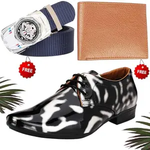 Attractive Formal Shoes/Party Shoes/Shoes Combo with Free Wallet & Belt for Men and Boys (BAZAAR6278_RT-Tan-101) Multicolor