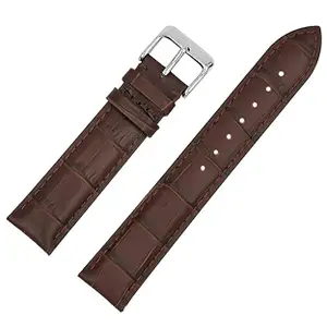 24mm Genuine Leather Watch Band Strap Fits BULOVA 96C121 Brown Silver Buckle