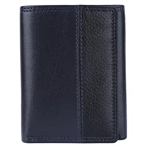 Leather Junction Tri-fold Navy Wallet for Men | Leather Wallet (13461100)