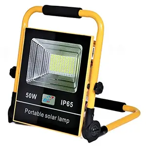 RealBuy Rechargeable Solar LED Flood Light 50W LiFePO4 Battery & USB-Out for Mobile Charging (IP 65 Water-Proof) - Multi-Functional Portable Solar Lamp(Aluminium;Polycarbonate)