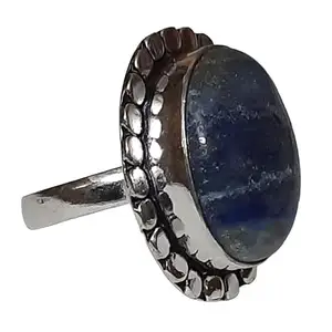 Atindriya Healing Organics Sophisticated Natural Lapis Lazuli Oval-shaped Ring | Certified Healing Crystal Jewellery Adjustable Unisex Design | for Wisdom and Truth
