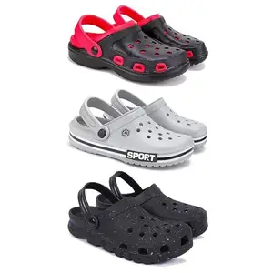 DRACKFOOT-Lightweight Classic Clogs || Sandals with Slider Adjustable Back Strap for Men-Combo(SP)-3017-3016-3058-7 Black