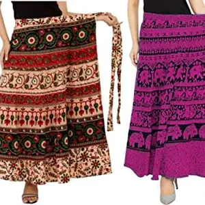 Gavika Fashion Gavika Fashion Women's Cotton Jaipuri Sanganeri Print, Wrap Around, Maxi Skirt, Rajasthani Jaipuri Women Traditional Long Mandala Hand Block Fashion Skirts.