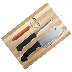 Generic VK Stores Extra Large Wooden Chopping Board (36 cm x 26 cm) with 3 Pcs Knife Set Vegetable & Meat Cutting, Cutter, Bamboo,Slicing, Grater, Chopper Slicer Combo Set Accessories Tools