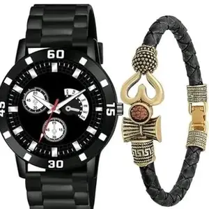 Stylish Watch AV Black Pu and Leather Bracelet Men Watch|Style -3609| for Casual wear and Daily wear