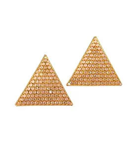 Shyle 925 Sterling Silver Stud Earrings, Essence Scintillating Triangle Classic Gold Stud Earring, Well Stamped with 925, Indian Silver, Statement Silver Stud Earrings, Gift for her
