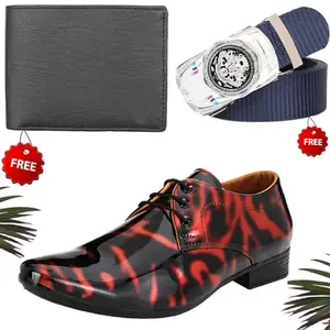 Vitoria Men's PU Formal/Party Shoes | Shoes Combo with Free Wallet & Belt | Stylish & Comfortable | Ideal for Office, Casual Outings, Parties (4209_VTOR-BLK-101) (Multicolor)(Size: 9UK)