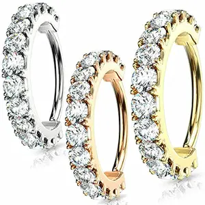3 Pcs Designer Cubic Zirconia CZ Stone Nose Ring for Women and Girls for Pierced Nose