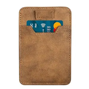 CLOUDWOOD Mini Wallet for ID, Credit-Debit Card Holder & Currency with Strap Puller to Pull Out Card for Men & Women - Dark Brown WL628