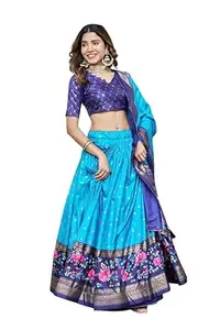 Women's Trending Pure Dolla silk Lehenga Choli Print with Foil Work With Unstitched Blouse Patola Print Adorned with Foil Work For Any Occasion