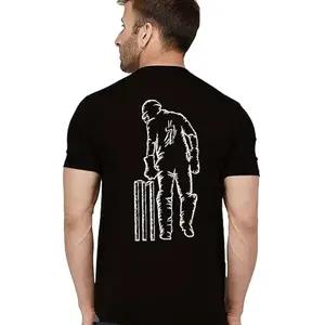 Fashions Love Men Cotton Half Sleeve Round Neck Dhoni 7 Design Printed T Shirt HSRB-5032-X Black