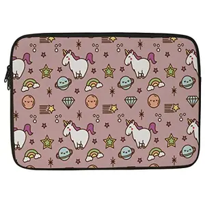 Crazyify Unicorn Printed Laptop Sleeve/Laptop Case Cover/Laptop Bag 11 inch with Shockproof & Waterproof Linen On All Inner Sides | MacBook/Laptop Sleeve for Men & Women