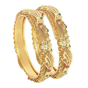 Shining Jewel - By Shivansh Brass with Cubic Zirconia Religion Bangles for Women (Gold)