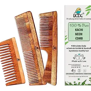 BODE- Kacchi Neem Comb,Oil Treated Wooden Comb | Hair Growth, Hairfall, Dandruff Control | Hair Straightening, Frizz Control | Comb for Men, Women .PRT- LILY+HNDL+JOINT SHAMPOO