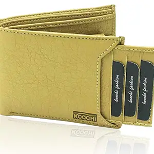 Koochi Wallet for Men Removable Card Holder Bi-Fold Faux/Artificial Leather/PU Beige