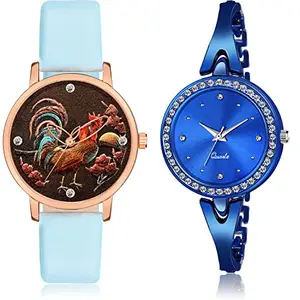 NEUTRON Formal Analog Brown and Blue Color Dial Women Watch - GM370-GL270 (Pack of 2)