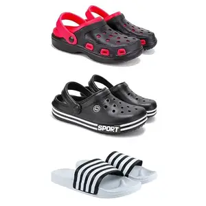 DRACKFOOT-Lightweight Classic Clogs || Sandals with Slider Adjustable Back Strap for Men-Combo(SP)-3017-3014-3026-9 White