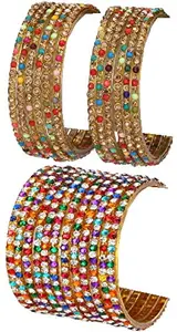 Colorful Glass Bangles/Kada Set Combo Ornamented with Colourful Chips & Beads_Bridal2200 (AkBang2-ATQ1.d_bang)