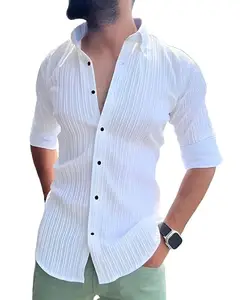 Men's Cotton Blend Shirt | Full Sleeve | Solid Color | Stitched White