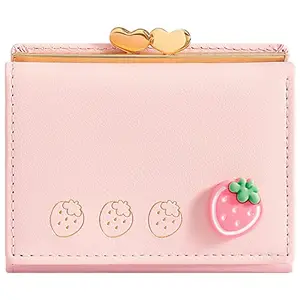 YINHEXI Wallet for Women, Womens Wallet Card Holder, Small Trifold RFID Blocking Purse, Cute Small Leather Pocket Wallet for Women, Girls, Ladies Mini Short Purse, Baby Pink, Cute