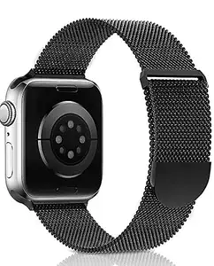 Metal Stainless Steel Loop Magnetic Milanese Mesh Strap for Ultra series [Watch NOT Included] - Pack of 1 (Black)