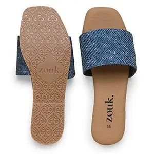 ZOUK Women's Handcrafted Vegan Leather Andaman Marine Casual Flats DarkBlue (ZFCF-AM-39)