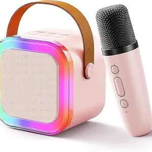 Karaoke Machine for Kids Adults with Wireless Mics Portable Bluetooth Speaker & Dynamic Lights Birthday Gift for Girls, Boys & Toddlers Ages 4,5,6,7,8,9,10,12+ Year Old Home Outdoor Travel