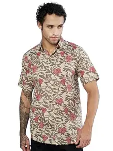 COTLAND Fashions Jaipuri Cotton Printed Half Sleeves Classic Collar Shirt for Men
