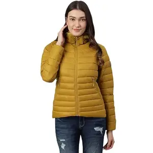 Woodland Women Nylon Solid Regular Jacket | Mustardgold | M | GLJC03002262A002