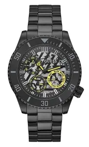 GUESS Stainless Steel Black Dial Axle Collection Quartz Men's Analogue Watch-Gw0488G3, Band Color:Black