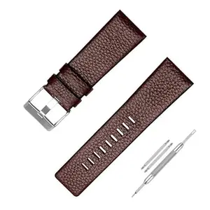 Lineon 28mm Leather Watch Strap Compatible With ''DIESEL'' Watches with Tool and Pins (Brown)