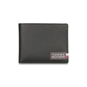 Tommy Hilfiger Brant Men Leather Passcase Wallet - Black, No. of Card Slot - 12