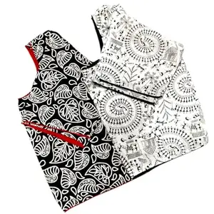 Pure Cotton Printed Blouse for Women | Short Sleeve | Princess Style | Ethnic Look | Breathable | Festive Use | Office Ready (BLK PATA & Madhu, 34)
