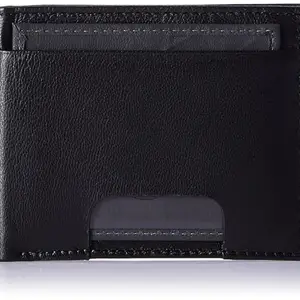 WOODLAND Mens Leather Utility Wallet (Black/Grey)