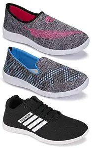 WORLD WEAR FOOTWEAR Multicolor Casual Sports Running Shoes for Women 5 UK (Pack of 3 Pair) (3A)_5047-5045-5046