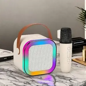 MUXPEL Karaoke Machine for Kids Adults, Mini Portable Blue-Tooth Karaoke Speaker with Wireless Microphone and Dynamic Lights Birthday Gift Home KTV Outdoor Travel (Multicolor)