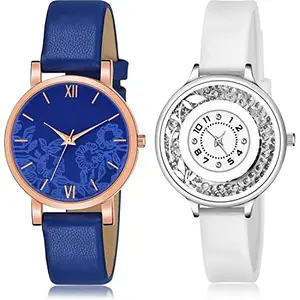 NEUTRON Formal Analog Blue and White Color Dial Women Watch - G540-G90 (Pack of 2)