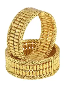 Adwitiya Collection Women Set of Two 24 CT gold-plated Becautiful Handcarfted Bangle(2.8)