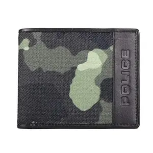 POLICE Army Green & Black Leather Men's Wallet (PT038)