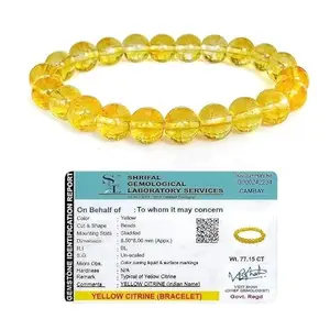 PARIKH AGATE Natural Citrine Bracelet | 8mm Genuine Citrine Crystal Beads for Wealth, Prosperity & Positive Energy | Unisex Healing Stone Bracelet for Reiki, Chakra & Meditation