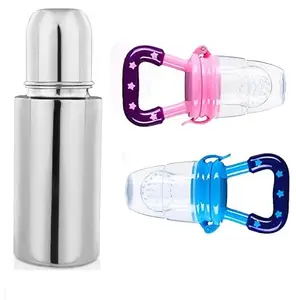 RB POINT Combo Pack of 2 Baby Products (Baby Food Feeder+ Baby Feeding Bottle Stainless Steel)