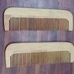 Natural Wooden Wide Tooth Comb (2 pcs)(6.5 inch) WC-0001