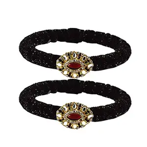 MAYA FASHION Black Stone Brass Bangle With Very Extra Large Size Elegant Extra Large Size Bangle | Perfect Fit for Plus Size banglesTrendy and Comfortable Fit for woman and girls | (Sku-ban2023)