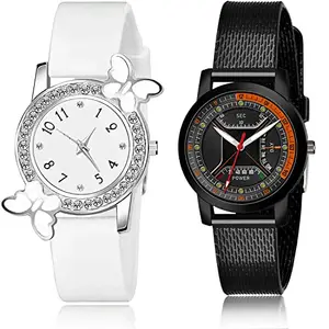 NEUTRON Tread Analog White and Black Color Dial Women Watch - G102-(56-L-10) (Pack of 2)